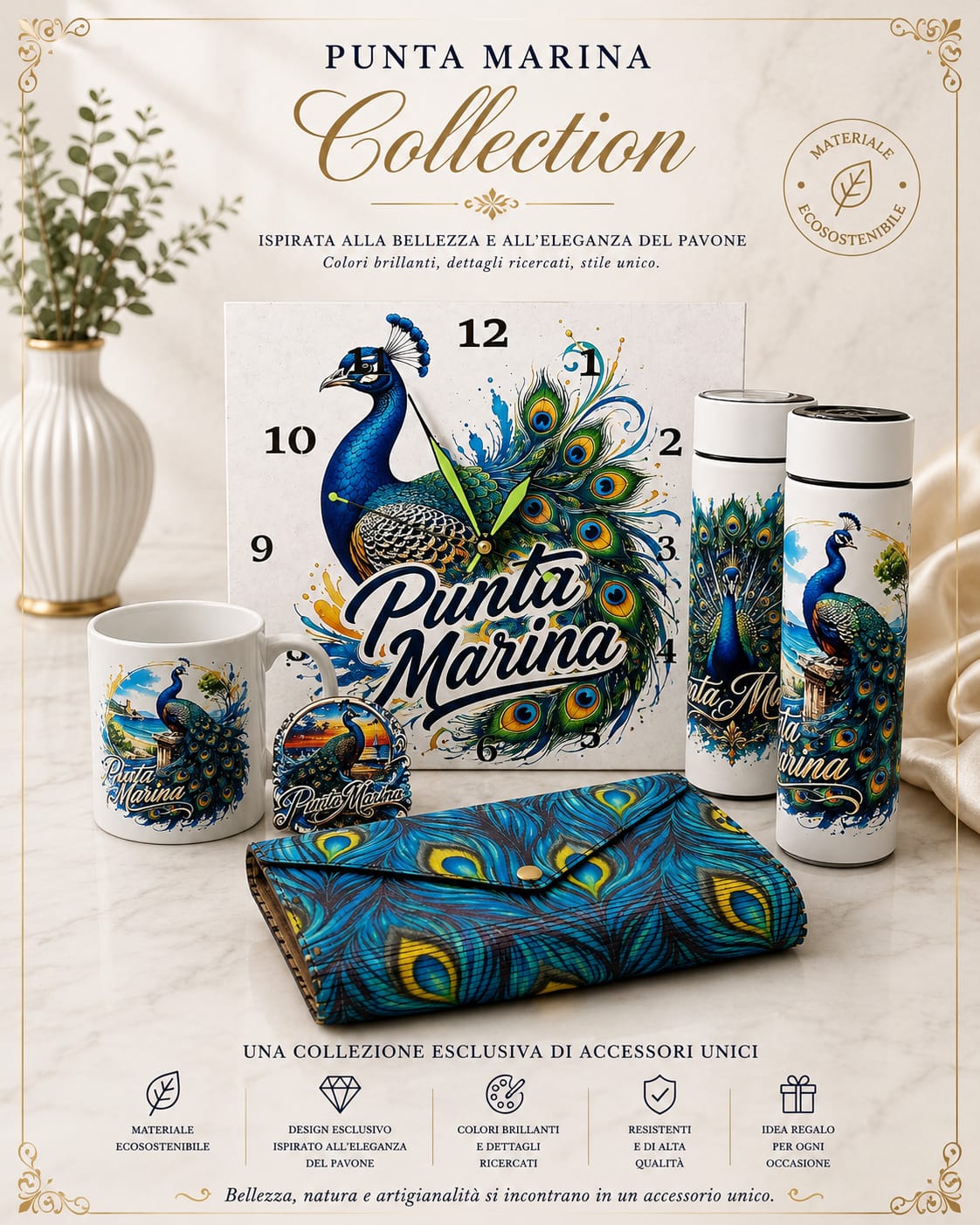 Borraccia Punta Marina – Souvenir con Pavone