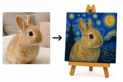 Ritratto su Tela con Cavalletto – Il tuo Animale in Stile Artistico 7x7 cm