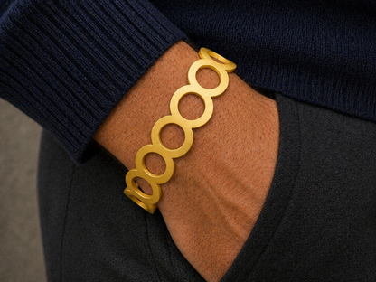 Bracciale Uomo in Vera Pelle — Design Geometrico