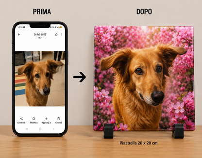 Piastrella Personalizzata con la tua Foto o quella del tuo Animale – 20x20 cm