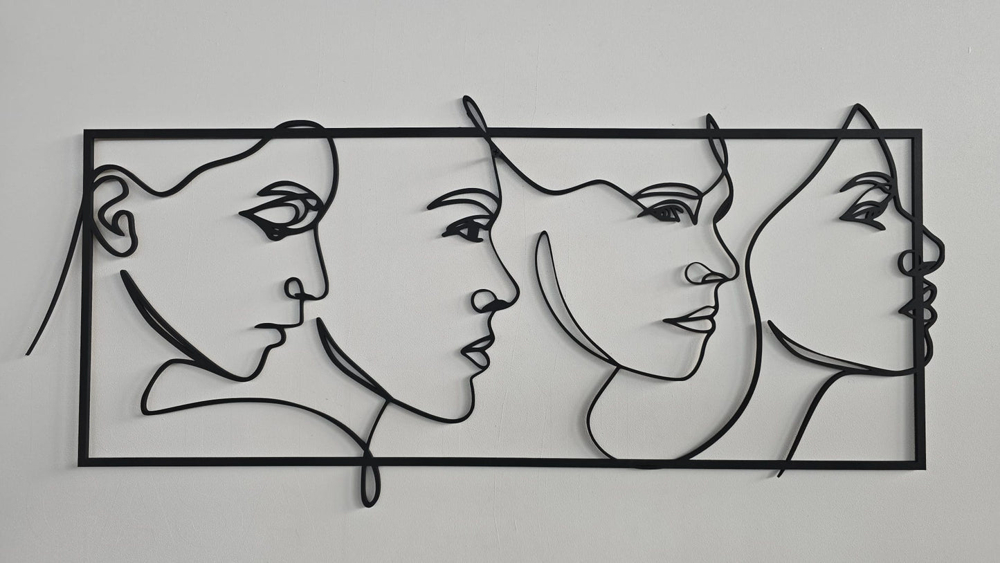 Volti Femminili – Incisione su Legno Linea Continua