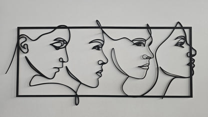 Volti Femminili – Incisione su Legno Linea Continua