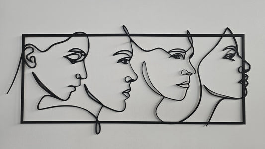 Volti Femminili – Incisione su Legno Linea Continua