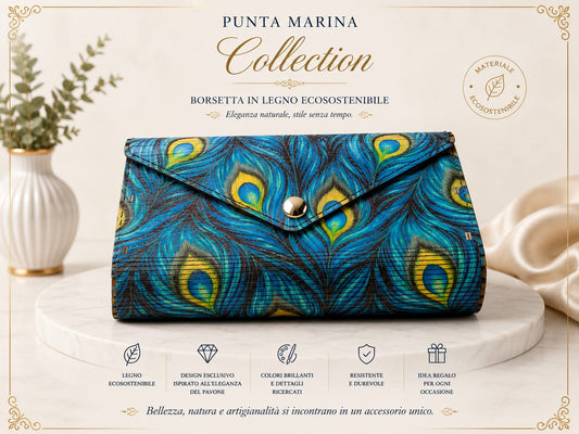 Borsetta in Legno Ecosostenibile Punta Marina Collection 🦚