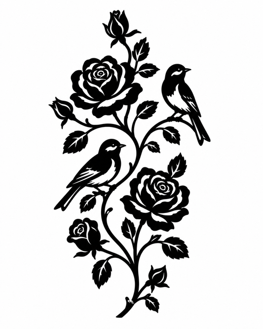 Rose e Uccellini – Quando la natura si ferma sulla tua parete