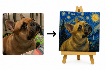 Ritratto su Tela con Cavalletto – Il tuo Animale in Stile Artistico 7x7 cm