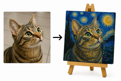 Ritratto su Tela con Cavalletto – Il tuo Animale in Stile Artistico 7x7 cm