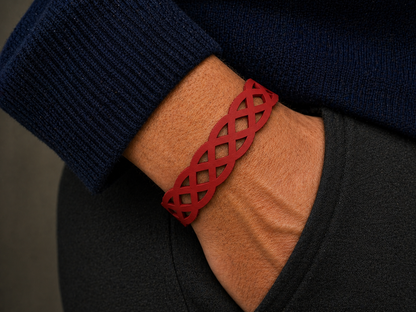 Bracciale Uomo in Vera Pelle — Design Geometrico Intrecciato