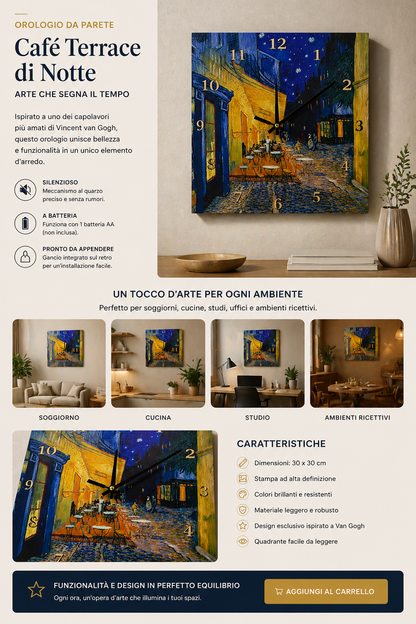 Orologio Café Terrace di Notte — Van Gogh segna l'ora