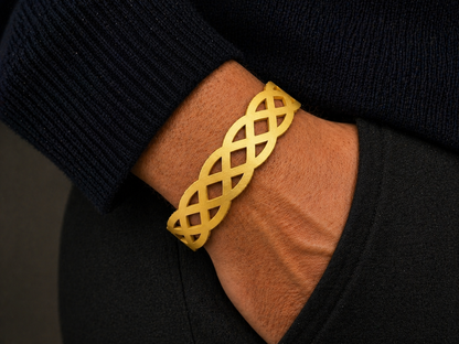 Bracciale Uomo in Vera Pelle — Design Geometrico Intrecciato