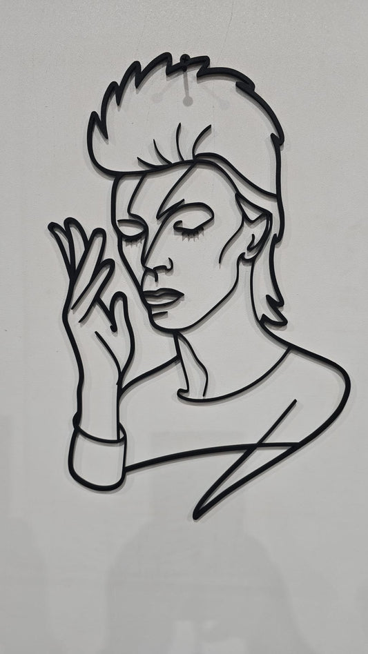 David Bowie  in linea continua inciso su Legno