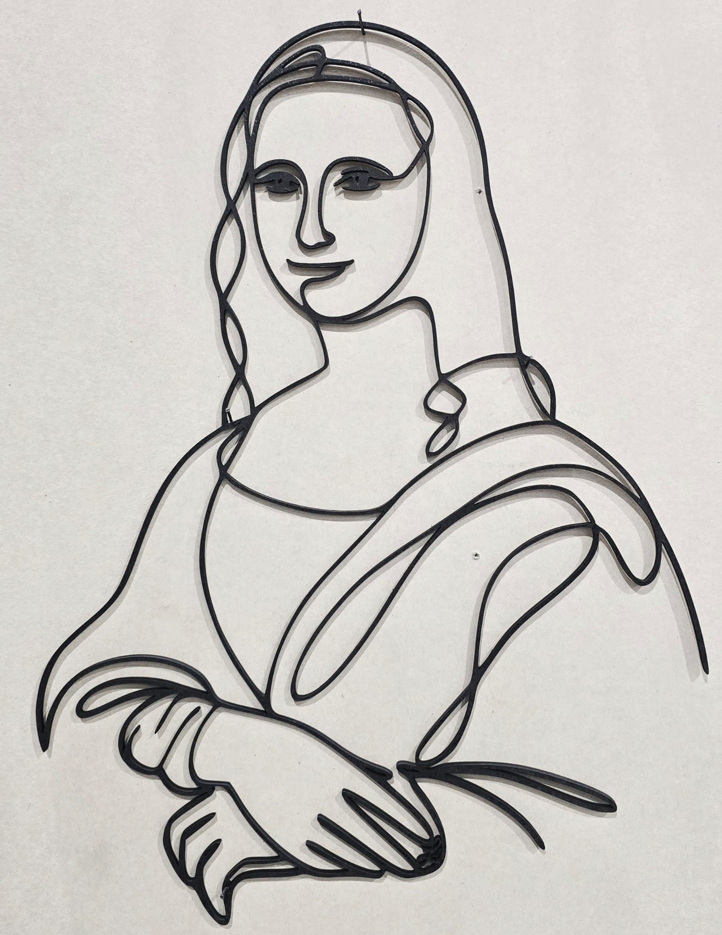 La Gioconda in linea continua incisa su Legno