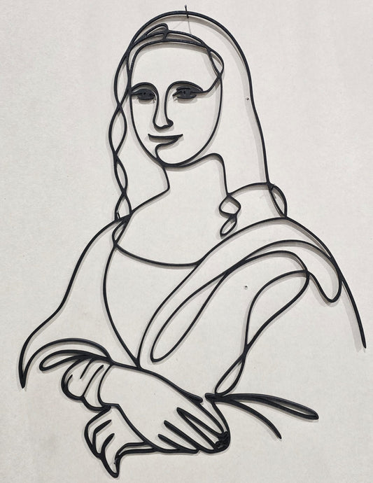 La Gioconda in linea continua incisa su Legno