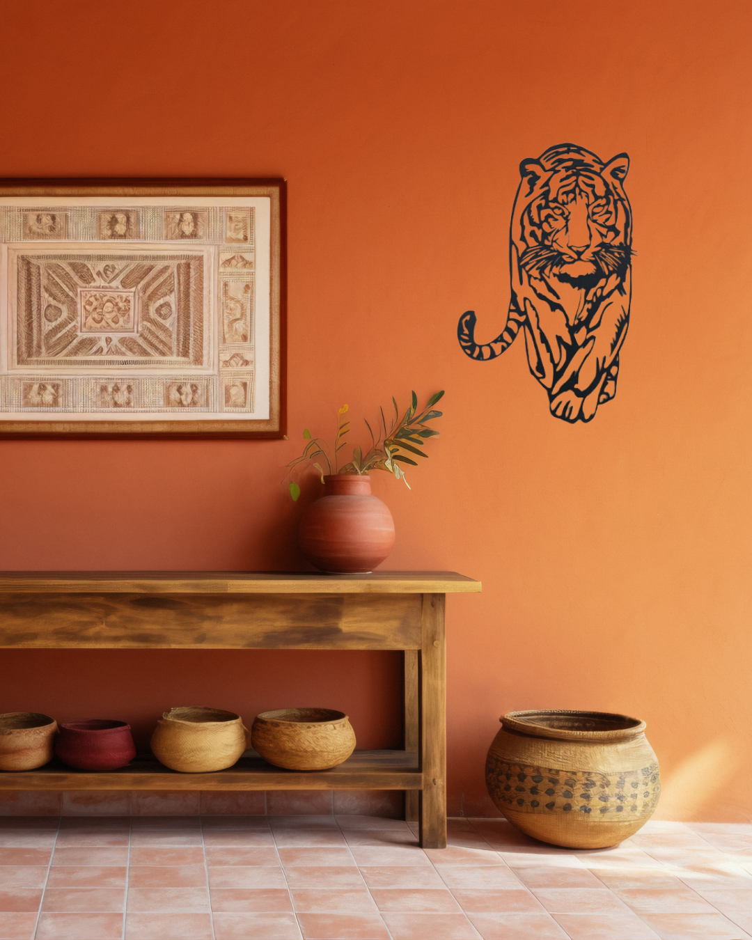 Tigre in lego da parete incisa su Legno