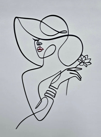Donna con Cappello in linea continua