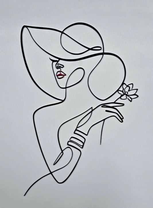 Donna con Cappello in linea continua