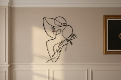 Donna con Cappello in linea continua