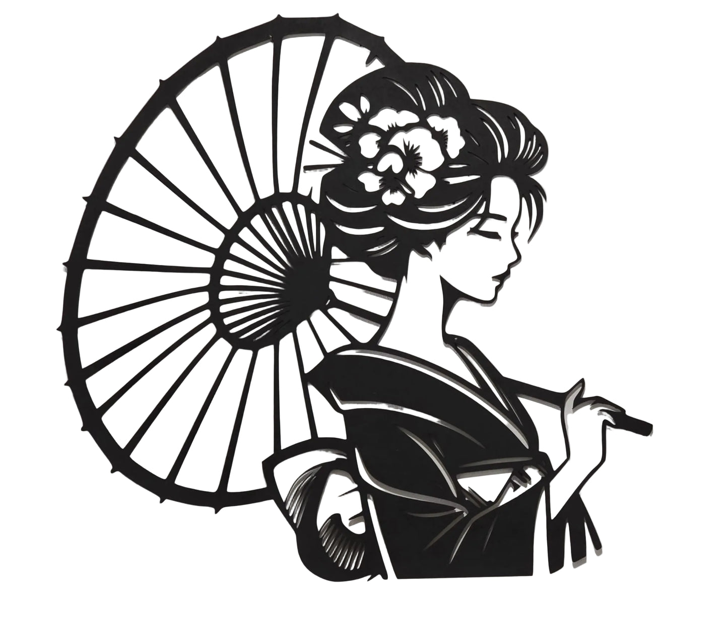 La Femminilità della donna Giapponese incisa su Legno