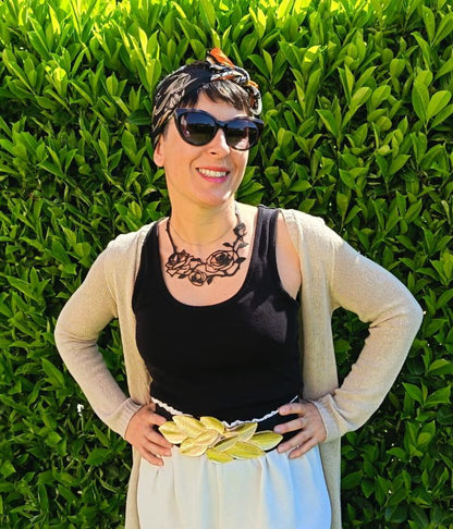 Collana Rose e Spine – Vera Pelle Incisa a Laser