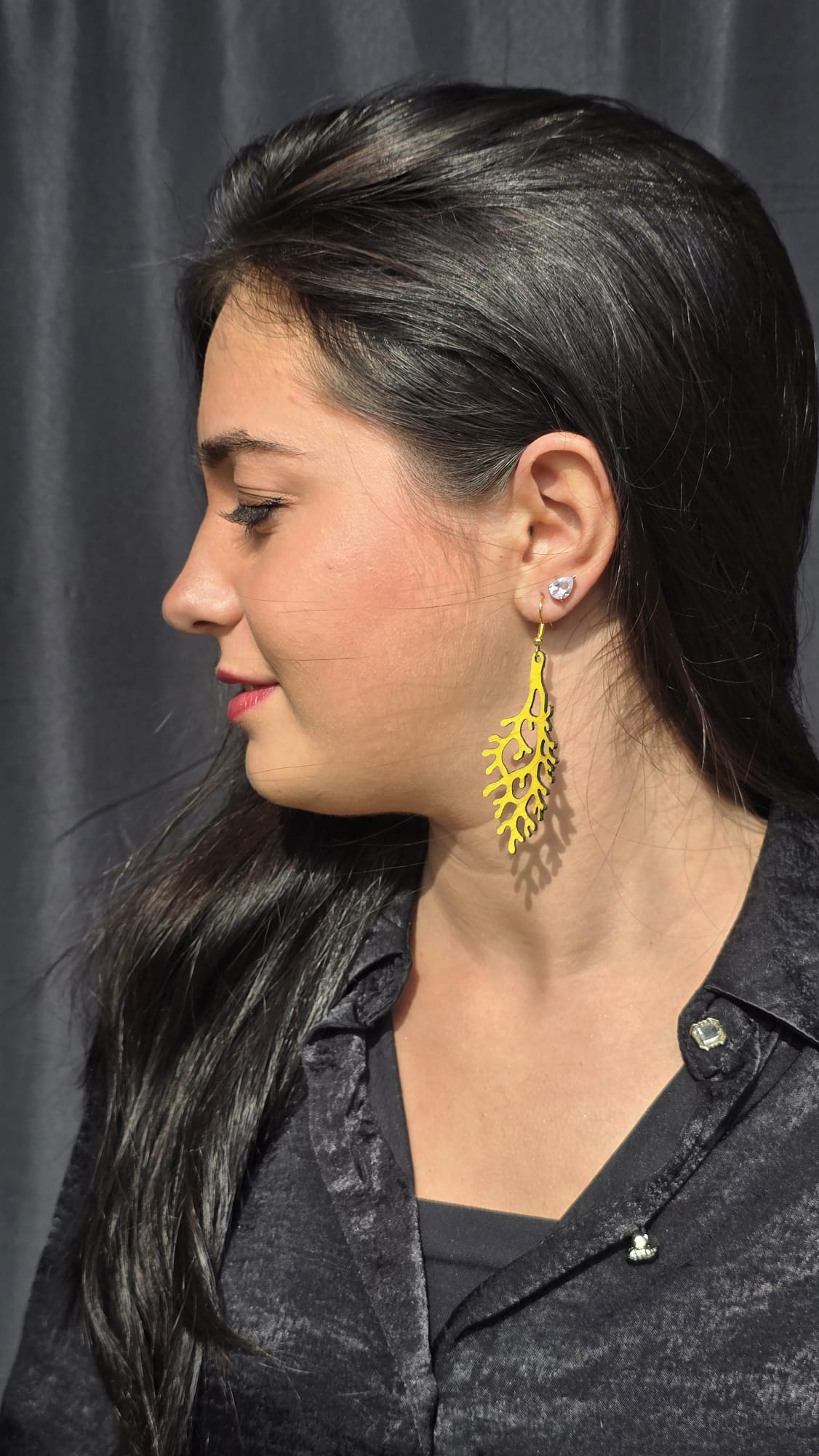 Orecchini Corallo in Vera Pelle Incisa Rosa Cipria / Rosso Oro / Marrone / Giallo / Blu / Rosso