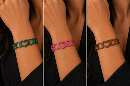 Bracciale in Vera Pelle — Cuori Taglio Laser