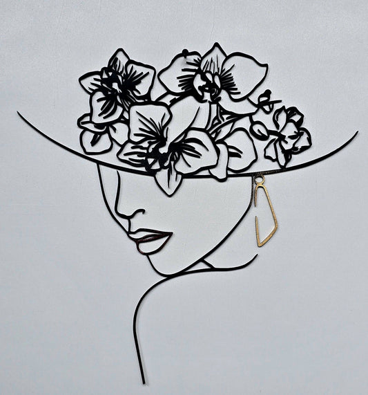 Profilo di donna con Cappello di Orchidee