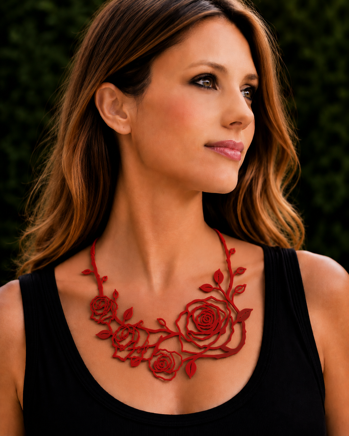 Collana Rose e Spine – Vera Pelle Incisa a Laser
