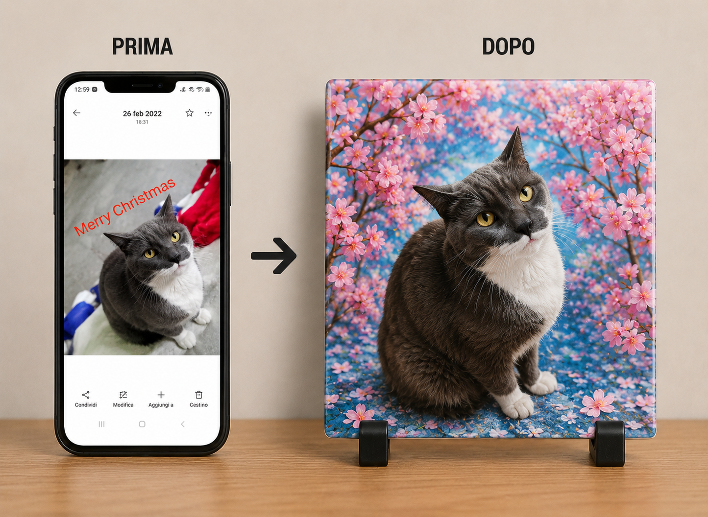 Piastrella Personalizzata con la tua Foto o quella del tuo Animale – 20x20 cm
