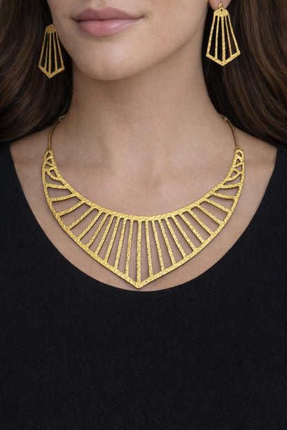 Collana e Orecchini in Vera Pelle – Design Lineare Geometrico Elegante Originale