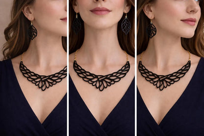 Collana e Orecchini in Vera Pelle – Design Elegante