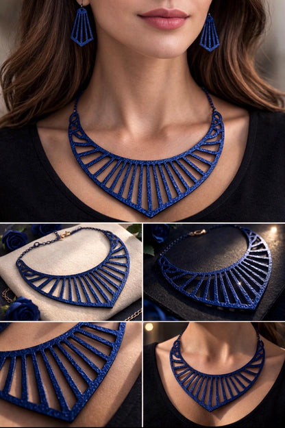 Collana e Orecchini in Vera Pelle – Design Lineare Geometrico Elegante Originale