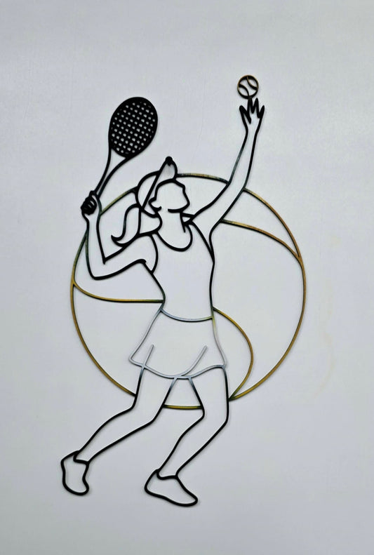Tennista – Incisione su Legno Linea Continua Personalizzabile